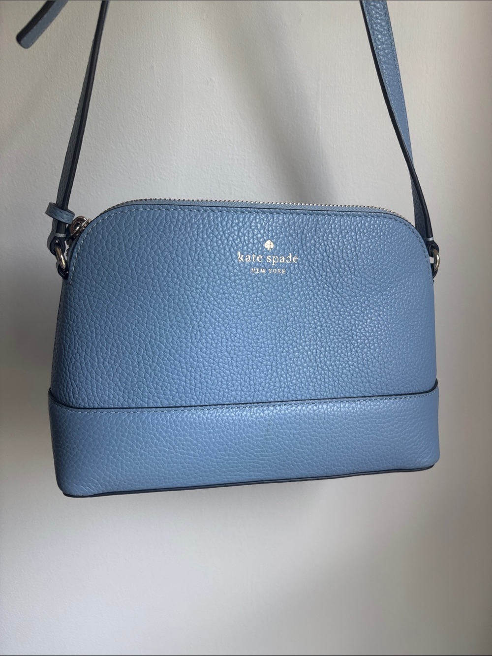 kate spade light blue pebbled leather crossbody